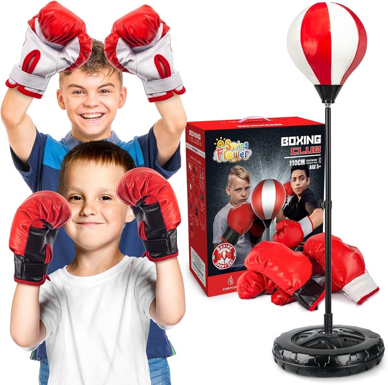 spring flower Big Punching Bag for Kids Included 2 Pack Boxing Gloves, Boxing Toys for Boys, Boxing Bag Sets with Height Adjustable Stand, for Boys & Girls Age 5 6 7 8 9 10 Years Old - Image 1
